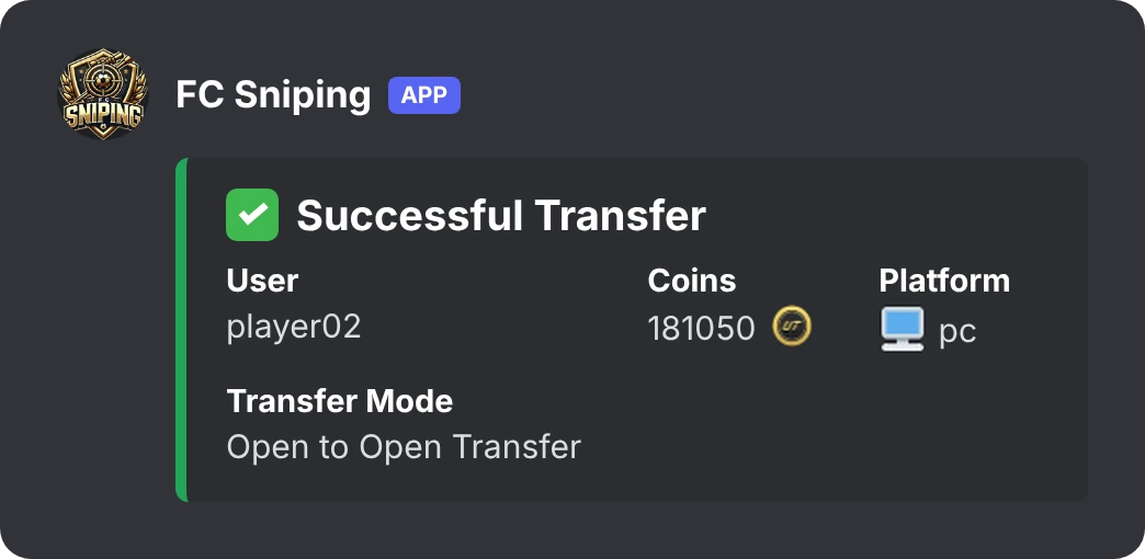 Discord alert after a Coin Transfer on PC